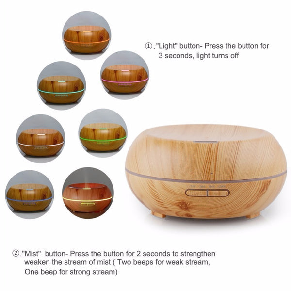 Aromatherapy Ultrasonic Wood Grain Diffuser Aroma Mist Dispenser Humidifier 200ML