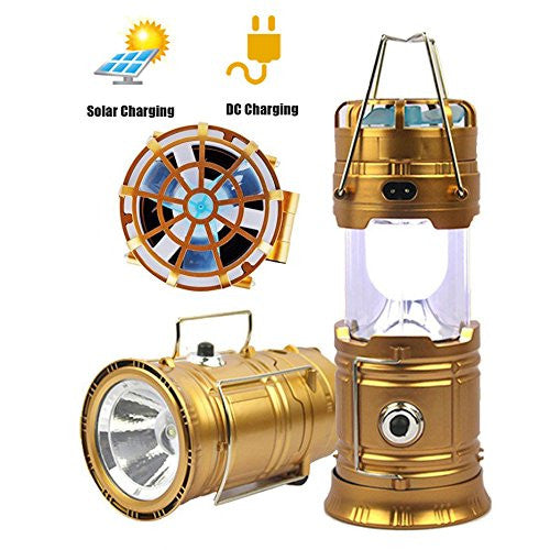 Solar Rechargeable LED Camping Lantern Light with Fan USB Output for Phone