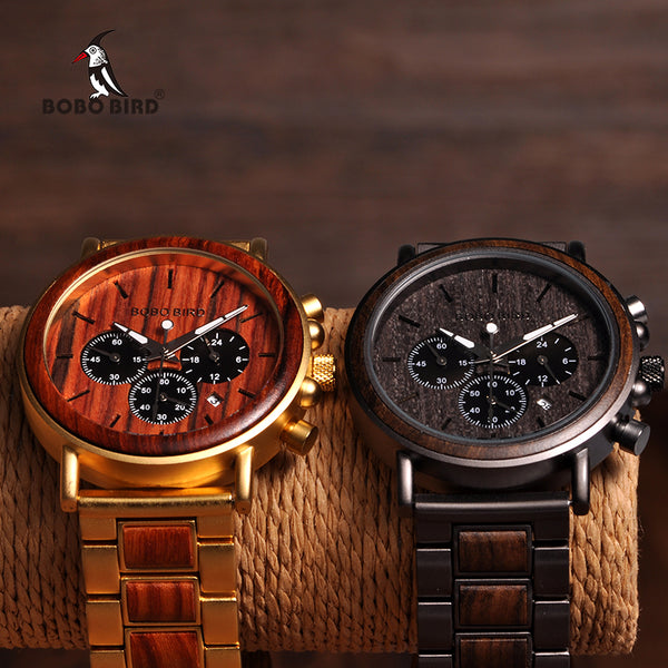 BOBO BIRD Luxury Top Brand Wrist Watches wood skeleton watch for Men
