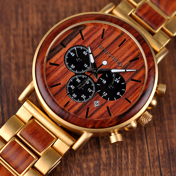 BOBO BIRD Luxury Top Brand Wrist Watches wood skeleton watch for Men