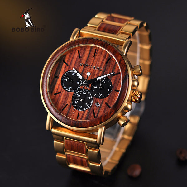 BOBO BIRD Luxury Top Brand Wrist Watches wood skeleton watch for Men
