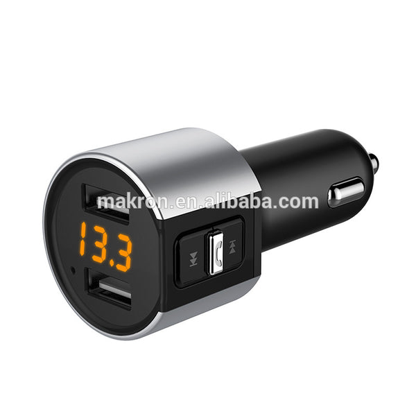 Bluetooth Car Kit Handsfree FM Transmitter Wireless A2DP Support USB Disk MP3 Player Dual USB 5V/3.4A Car Charger