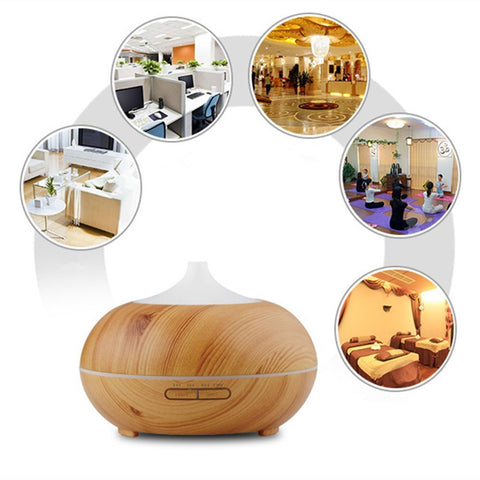 300ml Wood Grain Cool Mist Humidifier Ultrasonic Aroma Essential Oil Diffuser for Office Home Bedroom Living Room Study Yoga Spa