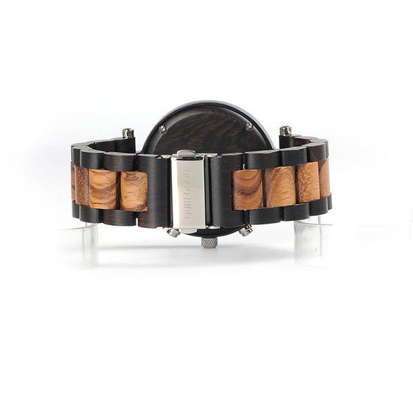 Classic handmade wood watches for men with Chronograph quartz watches