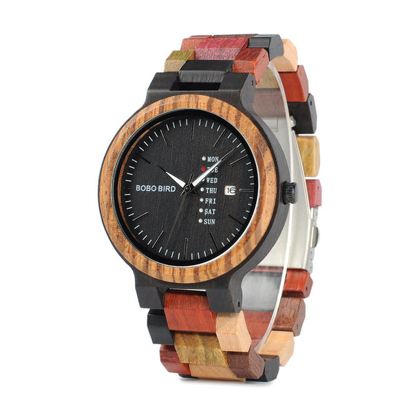 BOBO BIRD multicoloured men wooden wrist watch with deer head printing