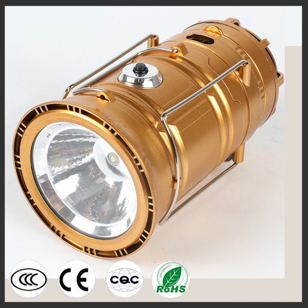 Solar Rechargeable LED Camping Lantern Light with Fan USB Output for Phone