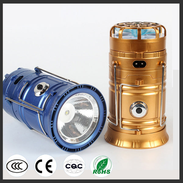 Solar Rechargeable LED Camping Lantern Light with Fan USB Output for Phone