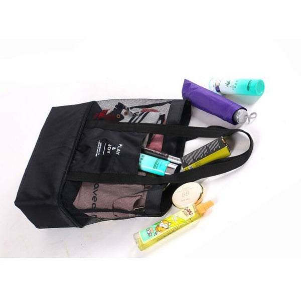 Mesh Beach Bag Tote with Built-in Insulated Cooler