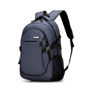 Men Grey Shcool Bag School Backpack USB Battery Charging Backpack