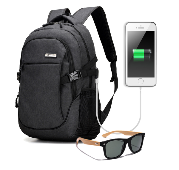 Laptop Backpack with USB Charging Port and Bamboo sunglasses bundle