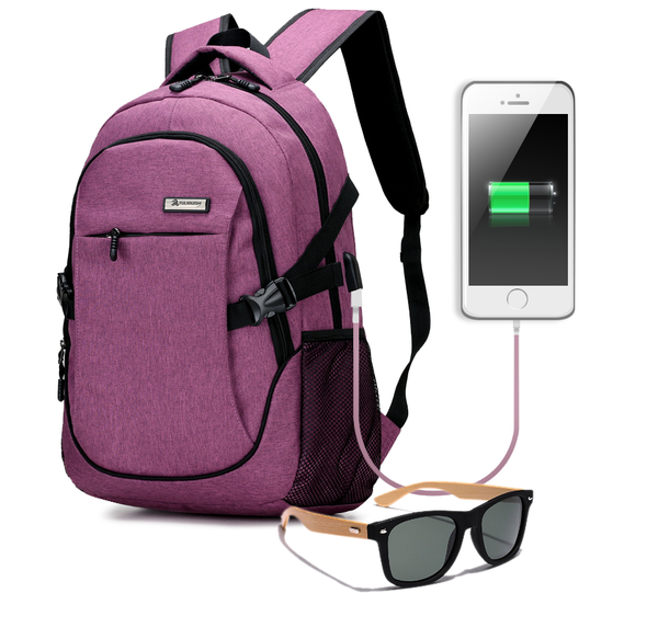 Laptop Backpack with USB Charging Port and Bamboo sunglasses bundle