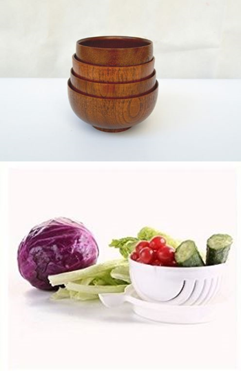 Salad bundle Whole Wooden Bowl multiple sizes Noodle Bowl Tableware and cutter bowl