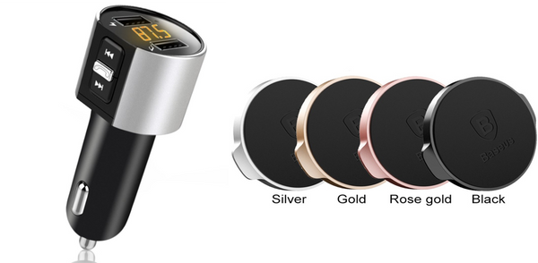 Bluetooth Car Kit Hands free FM Transmitter and Cell phone holder bundle