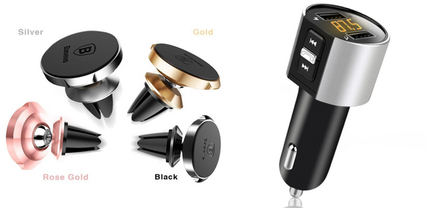 Bluetooth Car Kit Hands free FM Transmitter and Cell phone holder bundle