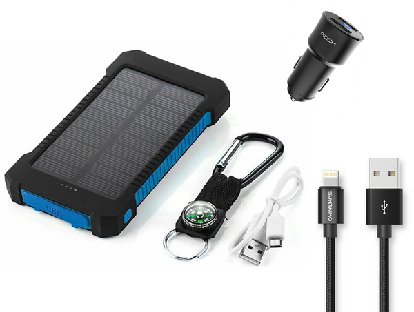 Power bank Combo With Braided Lighting Charger Cable, Dual USB Car Charger and 30000mah double USB power bank