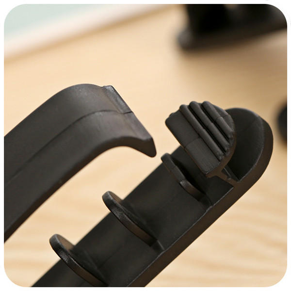 Plastic Cord Wire Line Organizer Clips Line USB Charger Cable Holder Desk -3PCS - Black