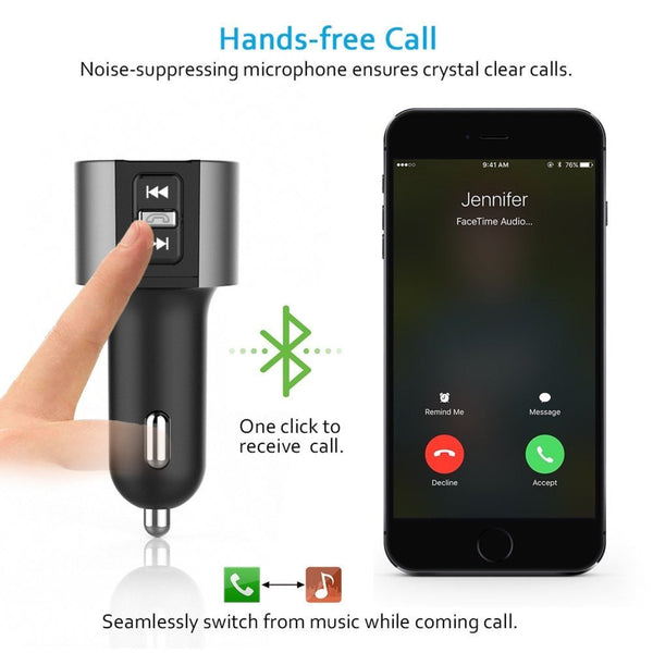 Bluetooth Car Kit Hands free FM Transmitter and Cell phone holder bundle