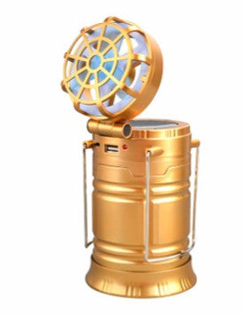 Solar Rechargeable LED Camping Lantern Light with Fan USB Output for Phone