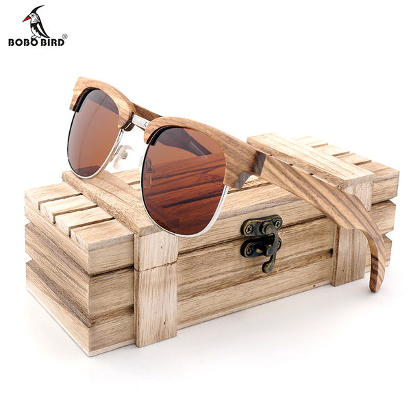 BOBO BIRD Brand Zebra-stripe Design Luxury Sunglasses Unisex