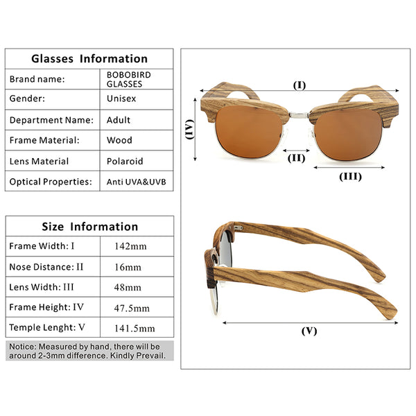 BOBO BIRD Brand Zebra-stripe Design Luxury Sunglasses Unisex