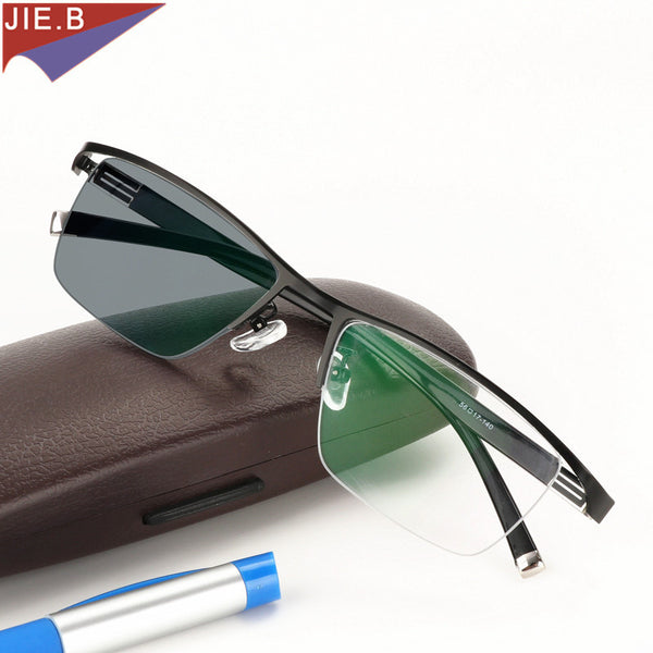 Photochromic Reading Glasses Men Half Rim Titanium alloy-Perfect for outdoors!!