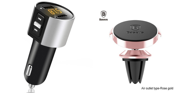 Bluetooth Car Kit Hands free FM Transmitter and Cell phone holder bundle