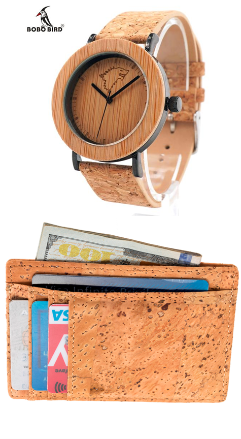 FREE!! RFID Pocket Cork Wallet  with a buy of this BOBO BIRD Bamboo and cork Watch