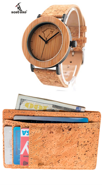 FREE!! RFID Pocket Cork Wallet  with a buy of this BOBO BIRD Bamboo and cork Watch