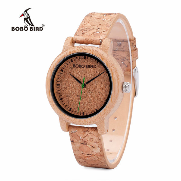 BOBO BIRD Watches Lovers Bamboo Watches Cork Strap Quartz Wristwatche
