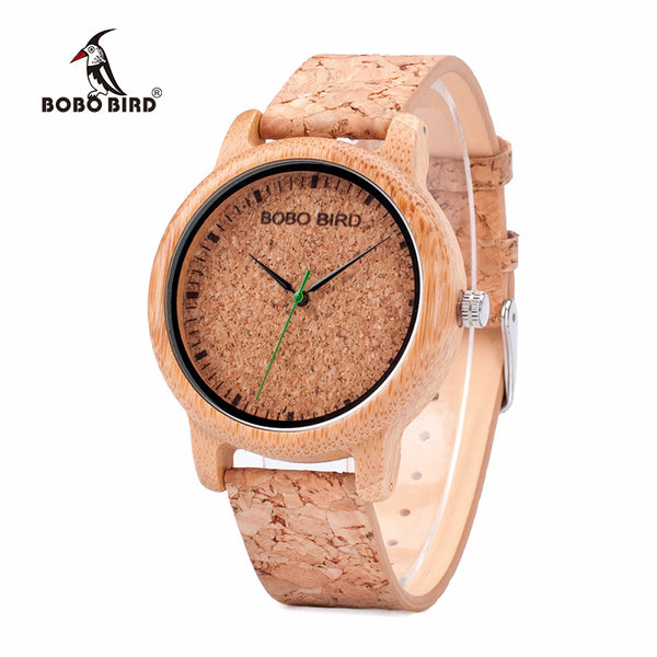 BOBO BIRD Watches Lovers Bamboo Watches Cork Strap Quartz Wristwatche